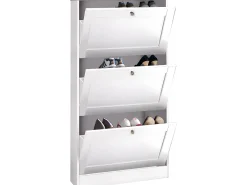 Heide | Sapateira com 3 portas basculantes em Wood Look Branco