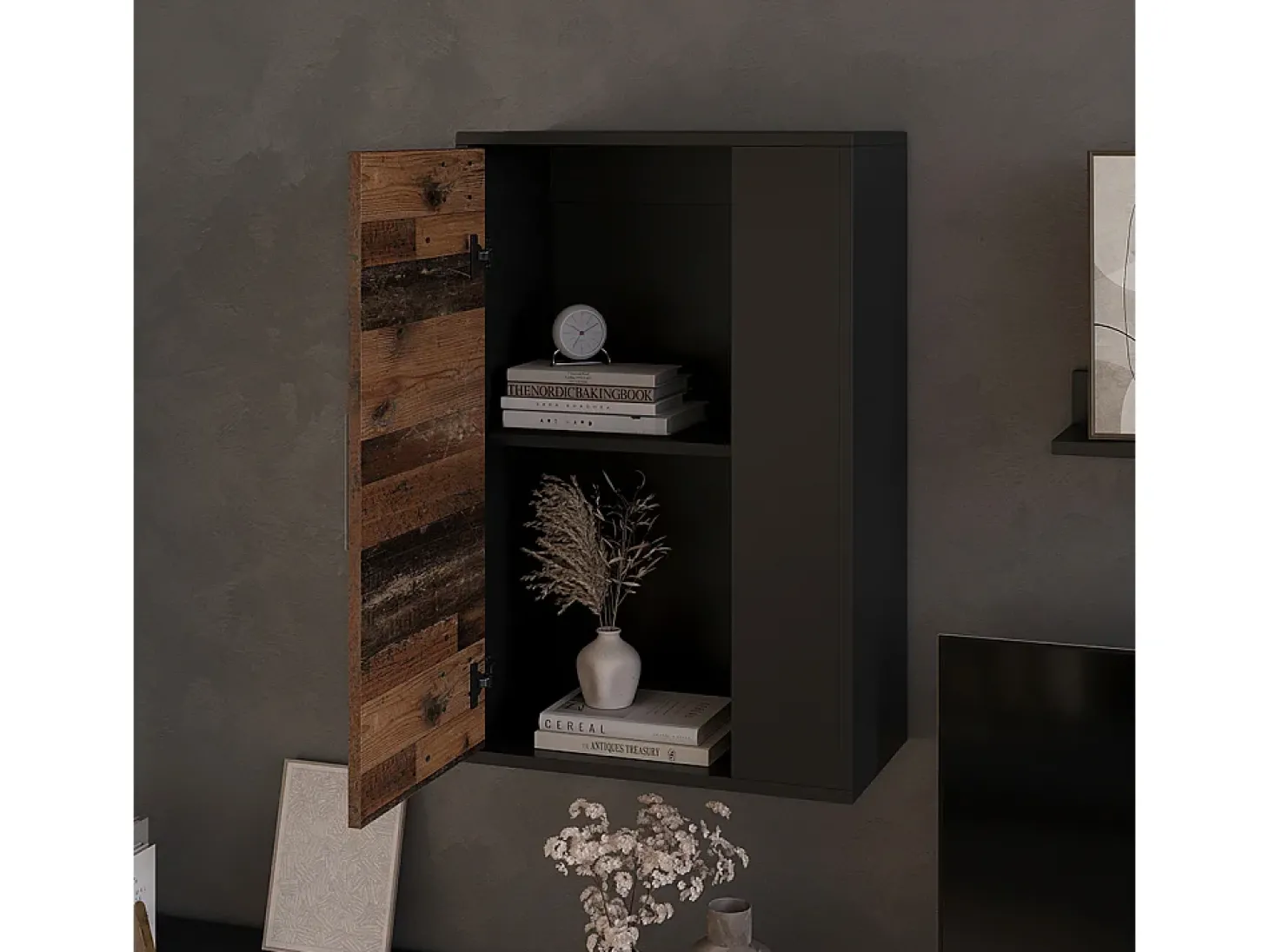 Hängeschrank preto/estilo antigo 50.1x28.3x78.4 berno