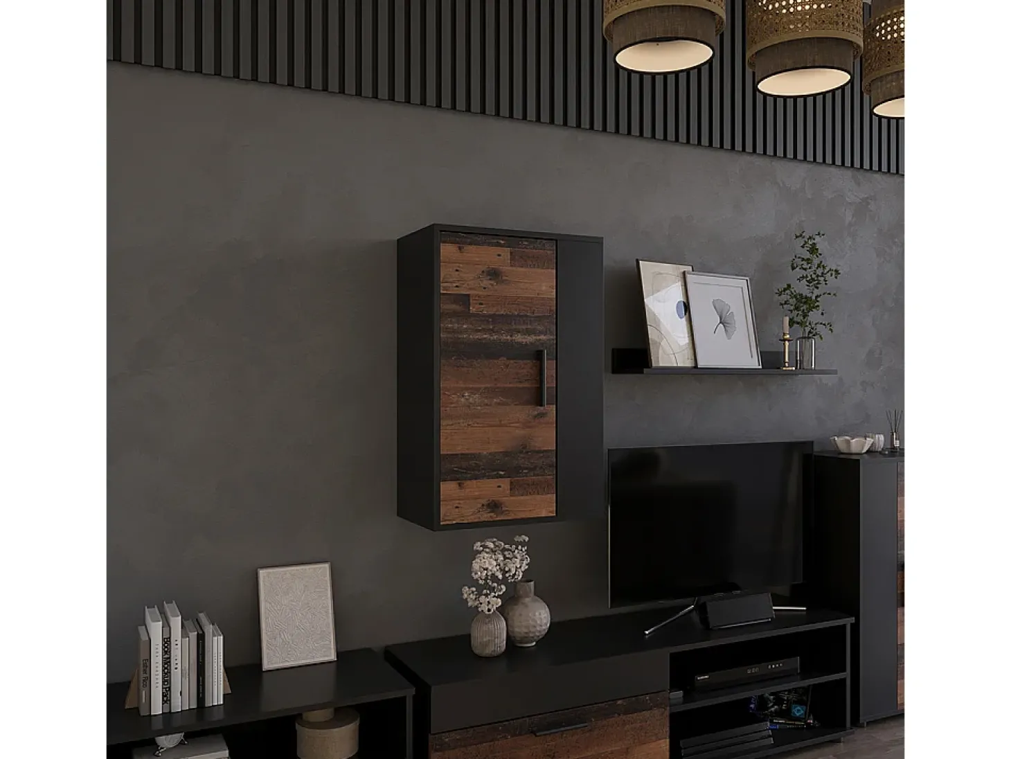 Hängeschrank preto/estilo antigo 50.1x28.3x78.4 berno