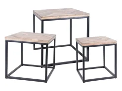 H&S Collection Juego de mesas auxiliares 3 piezas madera de teca