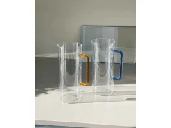 Jarra de vidro soprado à mão transparente/azul 1200 ml, Tube