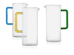 Jarra de vidro soprado à mão transparente/azul 1200 ml, Tube
