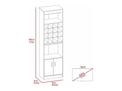 Kava Espresso Melamine Bar Cabinet with Cup Shelf and Lower Cabinet, 180.6 cm X 51 cm X 34 cm, Multicolor
