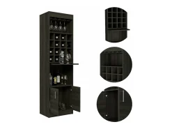 Kava Espresso Melamine Bar Cabinet with Cup Shelf and Lower Cabinet, 180.6 cm X 51 cm X 34 cm, Multicolor