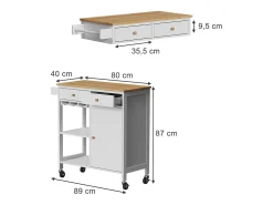 Küchenwagen branco 89x40x87 trayz