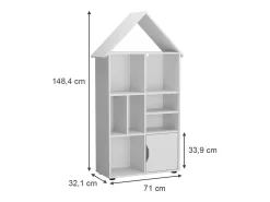 Kinderregal branco 71x32.1x148.4 estell