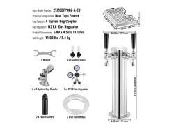 Kit de Coluna de Cerveja SucceBuy, Kit de Coluna de Cerveja com Duplo Robô, Distribuidor de Cerveja e Bebida de Aço Inoxidável, para Bar Restaurante