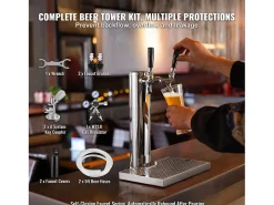 Kit de Coluna de Cerveja SucceBuy, Kit de Coluna de Cerveja com Duplo Robô, Distribuidor de Cerveja e Bebida de Aço Inoxidável, para Bar Restaurante