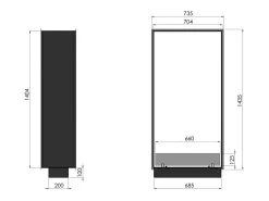 Lareira a Bioetanol 2 Lados 1400 Slim Vert Embutida com Duas Frentes - Preto Fosco, com Vidro, Queimador de 1,2L, Design Moderno