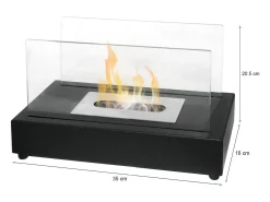 Lareira a bioetanol Bagana, Lareira ecológica, Lareira sem fumo, Aquecedor a etanol, Fabricado em Itália, 18x35 h21 cm, Preto