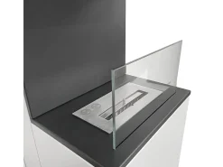 Lareira a bioetanol Biofireplace de piso Oslo em aço branco L38xD38xH100