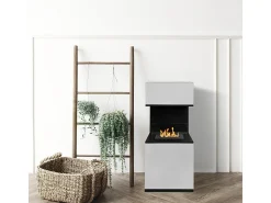 Lareira a bioetanol Biofireplace de piso Oslo em aço branco L38xD38xH100