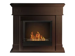 Lareira a bioetanol Biolareira de piso Cambridge em madeira marrom 110x37x102h