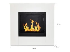 Lareira a bioetanol Colima, Lareira ecológica, Lareira sem fumo, Aquecedor a etanol, Fabricado em Itália, 96x36 h90 cm, Branco