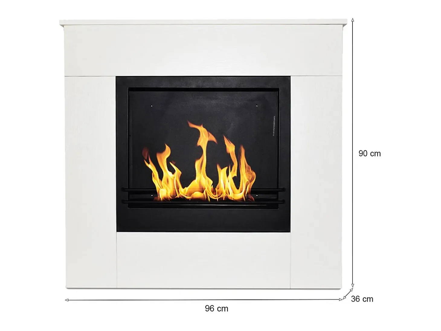 Lareira a bioetanol Colima, Lareira ecológica, Lareira sem fumo, Aquecedor a etanol, Fabricado em Itália, 96x36 h90 cm, Branco