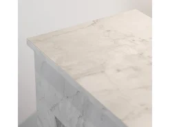 Lareira a bioetanol de piso BELLINI em madeira com efeito mármore branco Fabricado na Itália L96 x D35 x H96