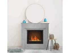 Lareira a bioetanol Kanlaon, Lareira ecológica, Lareira sem fumo, Aquecedor a etanol, Fabricado em Itália, 96x35 h96 cm, Cinza
