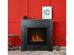 Lareira a bioetanol Kanlaon, Lareira ecológica, Lareira sem fumo, Aquecedor a etanol, Fabricado em Itália, 96x35 h96 cm, Preto