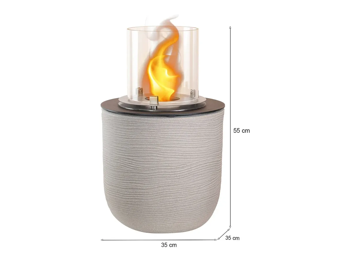 Lareira a bioetanol Kilauea, Lareira ecológica, Lareira sem fumo, Aquecedor a etanol, Fabricado em Itália, 35x35 h55 cm, Cinza claro