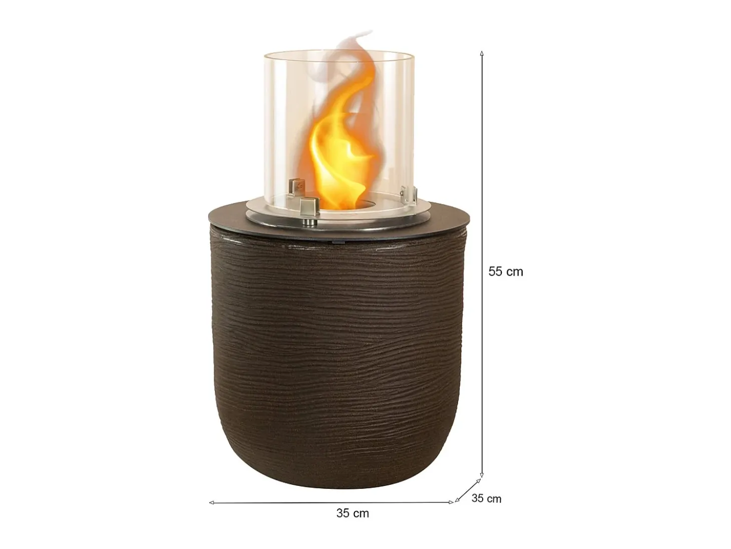 Lareira a bioetanol Kilauea, Lareira ecológica, Lareira sem fumo, Aquecedor a etanol, Fabricado em Itália, 35x35 h55 cm, Castanho