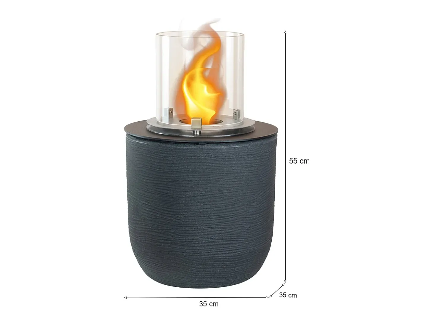 Lareira a bioetanol Kilauea, Lareira ecológica, Lareira sem fumo, Aquecedor a etanol, Fabricado em Itália, 35x35 h55 cm, Preto