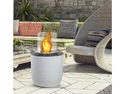 Lareira a bioetanol Kilauea, Lareira ecológica, Lareira sem fumo, Aquecedor a etanol, Fabricado em Itália, 35x35 h55 cm, Branco