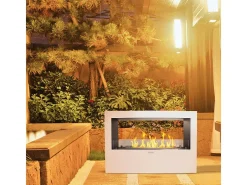 Lareira a bioetanol Llaima, Lareira ecológica, Lareira sem fumo, Aquecedor a etanol, Fabricado em Itália, 30x100 h70 cm, Branco