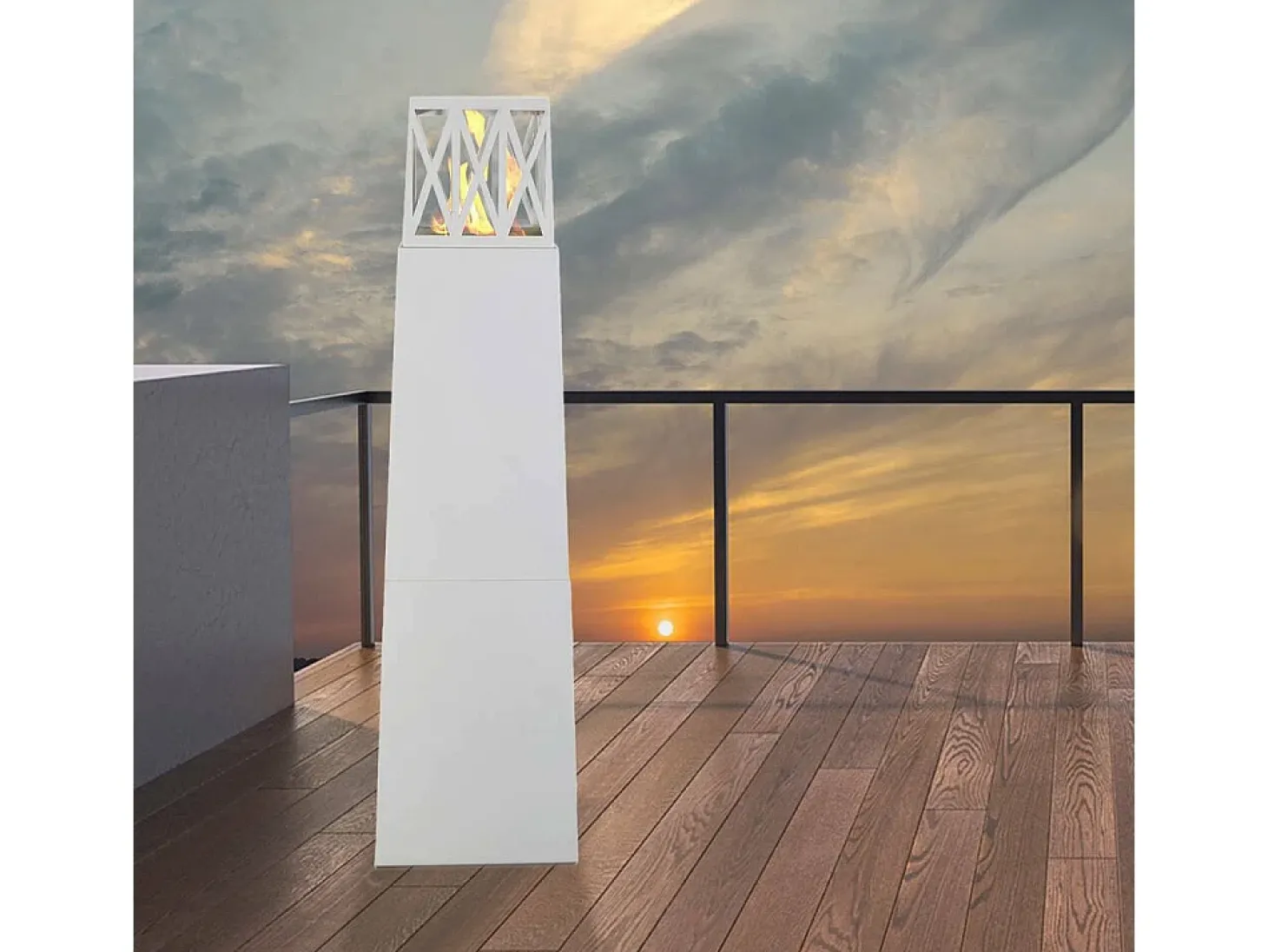 Lareira a bioetanol Loihi, Lareira ecológica, Lareira sem fumo, Aquecedor a etanol, Fabricado em Itália, 40x40 h145 cm, Branco