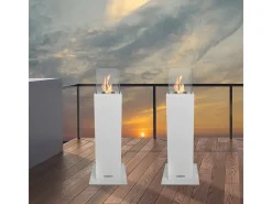 Lareira a bioetanol Pinatubo, Lareira ecológica, Lareira sem fumo, Aquecedor a etanol, Fabricado em Itália, 20x20 h70 cm, Branco