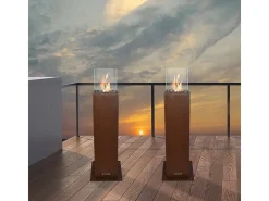 Lareira a bioetanol Pinatubo, Lareira ecológica, Lareira sem fumo, Aquecedor a etanol, Fabricado em Itália, 20x20 h70 cm, Ferrugem