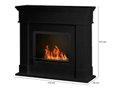 Lareira a bioetanol Poas, Lareira ecológica, Lareira sem fumo, Aquecedor a etanol, Fabricado em Itália, 110x36 h101 cm, Preto