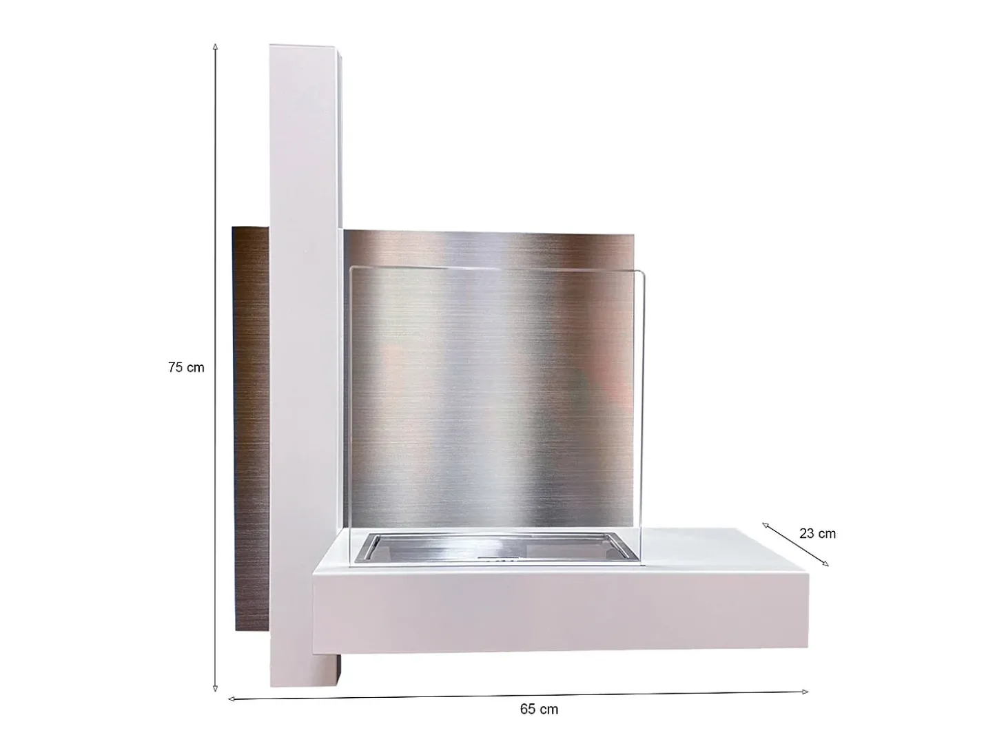 Lareira a bioetanol Sabancaya, Lareira ecológica, Lareira sem fumo, Aquecedor a etanol, Fabricado em Itália, 65x23 h75 cm, Branco