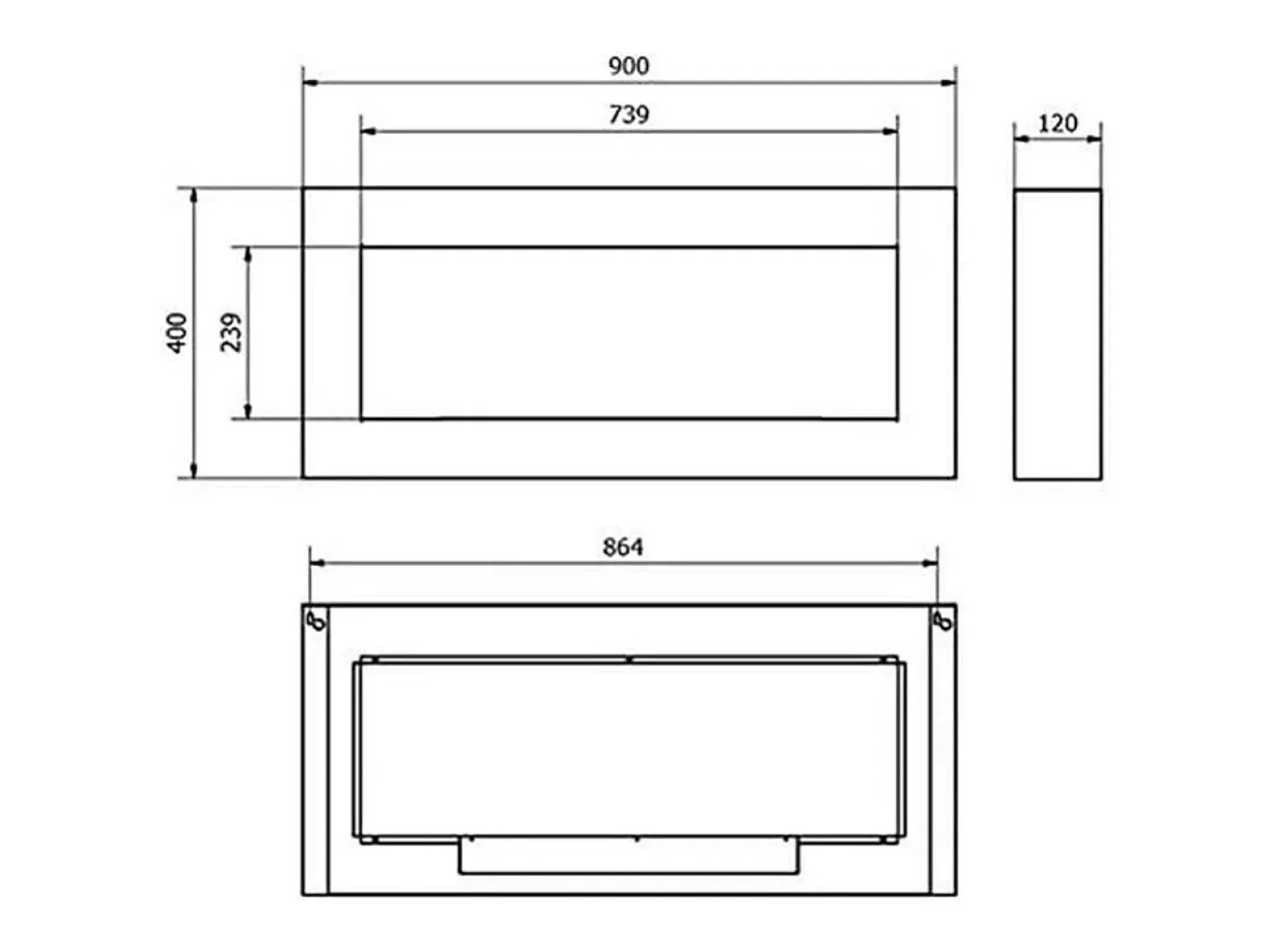 Lareira a bioetanol Sangay, Lareira ecológica, Lareira sem fumo, Aquecedor a etanol, Fabricado em Itália, 12x90 h40 cm, Branco