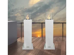 Lareira a bioetanol Seroth, Lareira ecológica, Lareira sem fumo, Aquecedor a etanol, Fabricado em Itália, 20x20 h110 cm, Branco