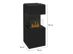 Lareira a bioetanol Sinabung, Lareira ecológica, Lareira sem fumo, Aquecedor a etanol, Fabricado em Itália, 38x38 h100 cm, Preto