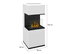 Lareira a bioetanol Sinabung, Lareira ecológica, Lareira sem fumo, Aquecedor a etanol, Fabricado em Itália, 38x38 h100 cm, Preto e Branco