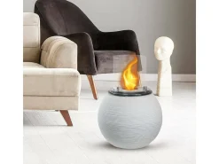 Lareira a bioetanol Stromboli, Lareira ecológica, Lareira sem fumo, Aquecedor a etanol, Fabricado em Itália, 40x40 h54 cm, Branco