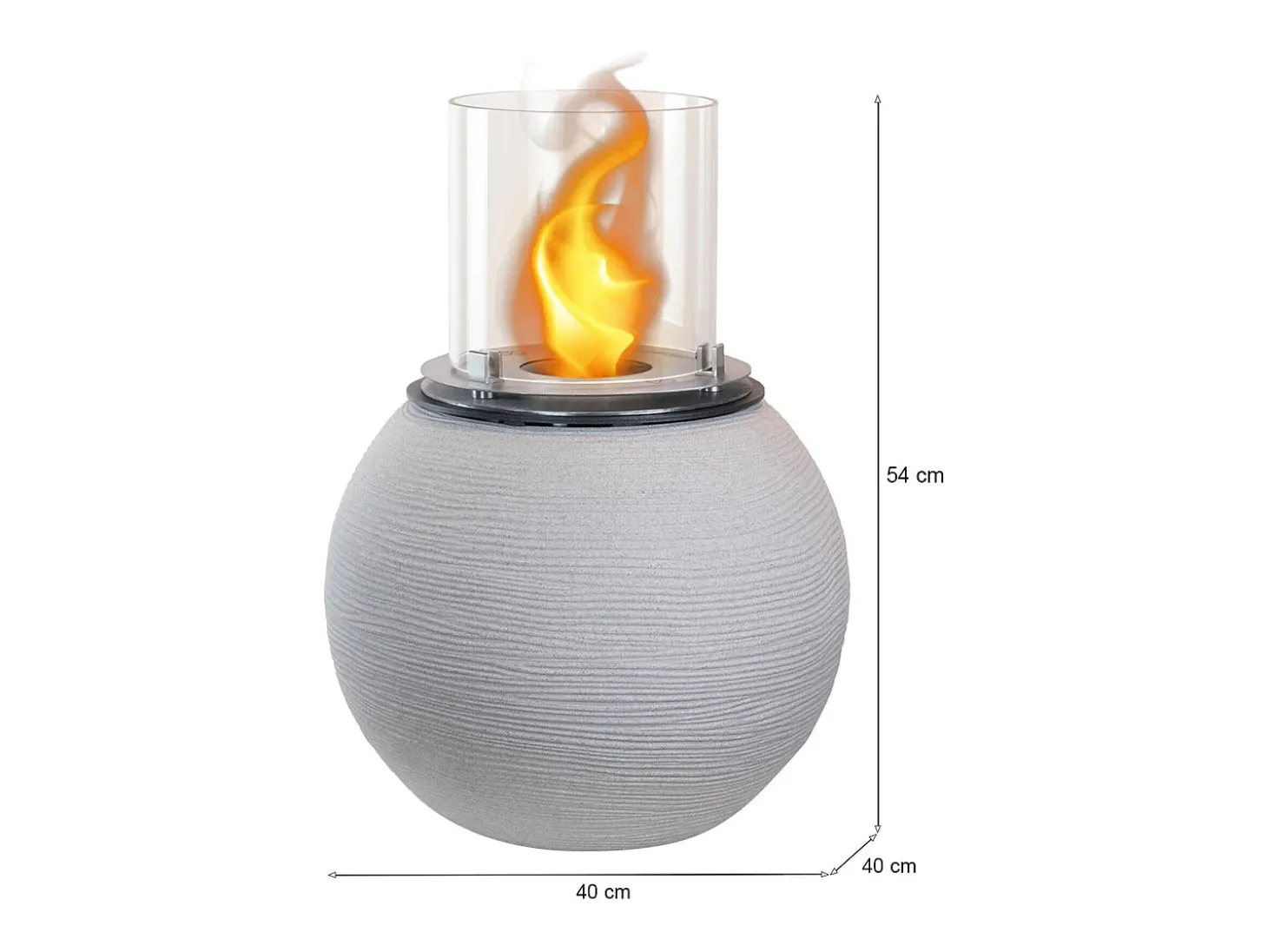 Lareira a bioetanol Stromboli, Lareira ecológica, Lareira sem fumo, Aquecedor a etanol, Fabricado em Itália, 40x40 h54 cm, Cinza claro