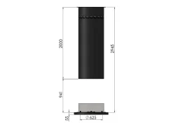 Lareira autônoma a bioetanol Inround - preta Lareira de chão com tubo de combustão D.95cm
