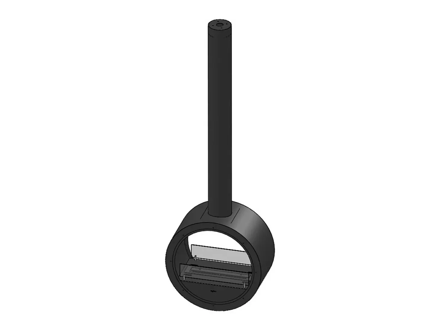 Lareira bioetanol suspensa de teto Incyrcle Slim 2Side - Biolareira de design redondo com fachada dupla aberta d.70cm