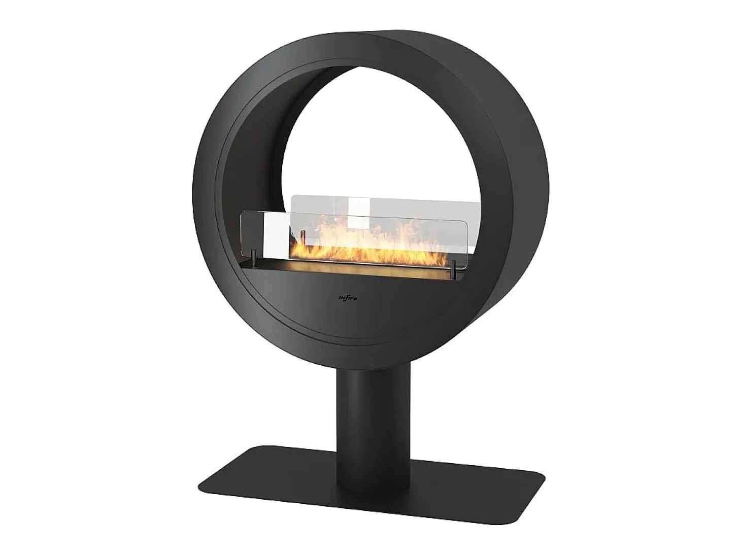 Lareira de bancada a bioetanol Incyrcle Stand de 2 lados - Biolareira de design redondo com fachada dupla d.70cm