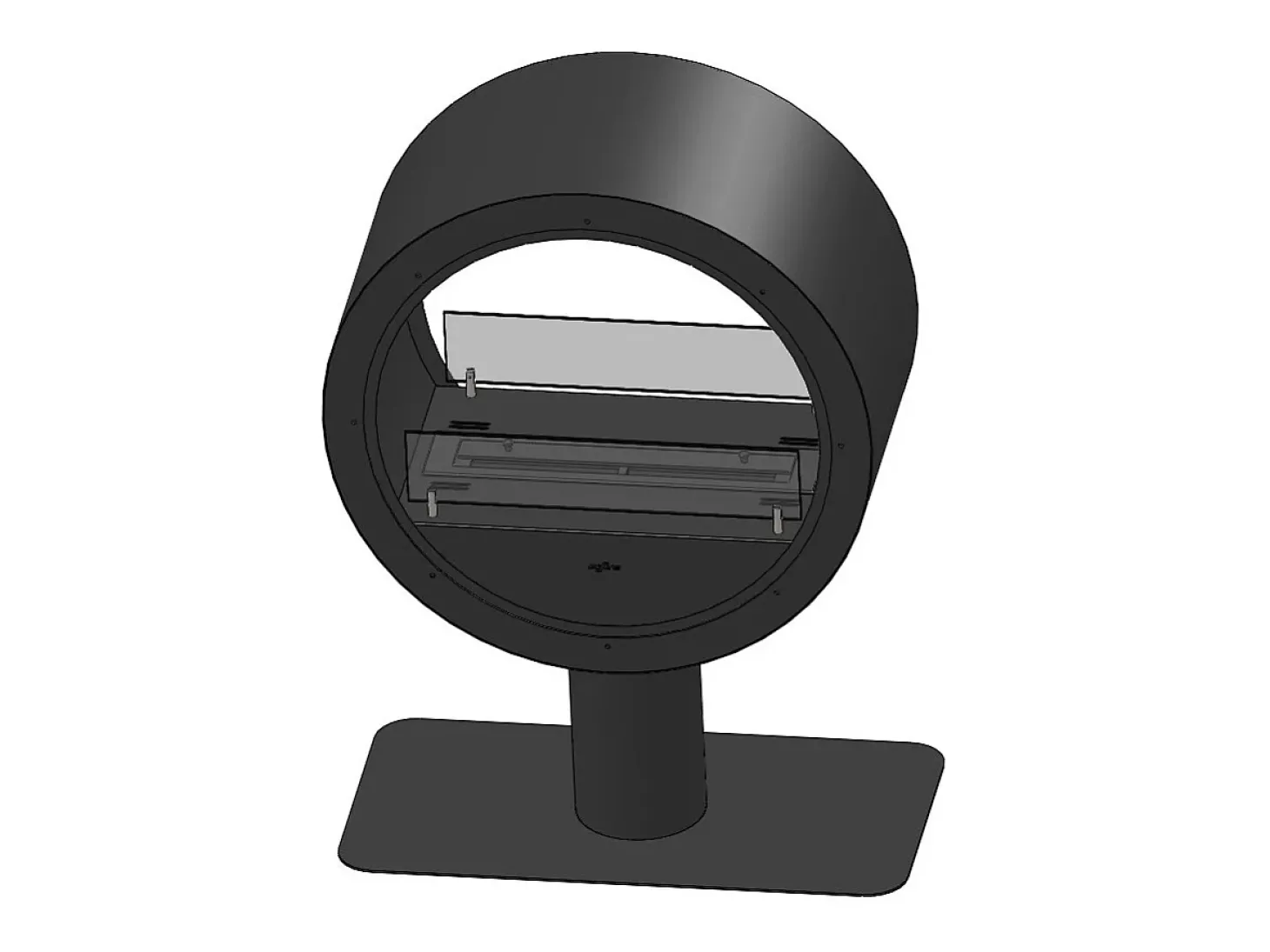 Lareira de bancada a bioetanol Incyrcle Stand de 2 lados - Biolareira de design redondo com fachada dupla d.70cm