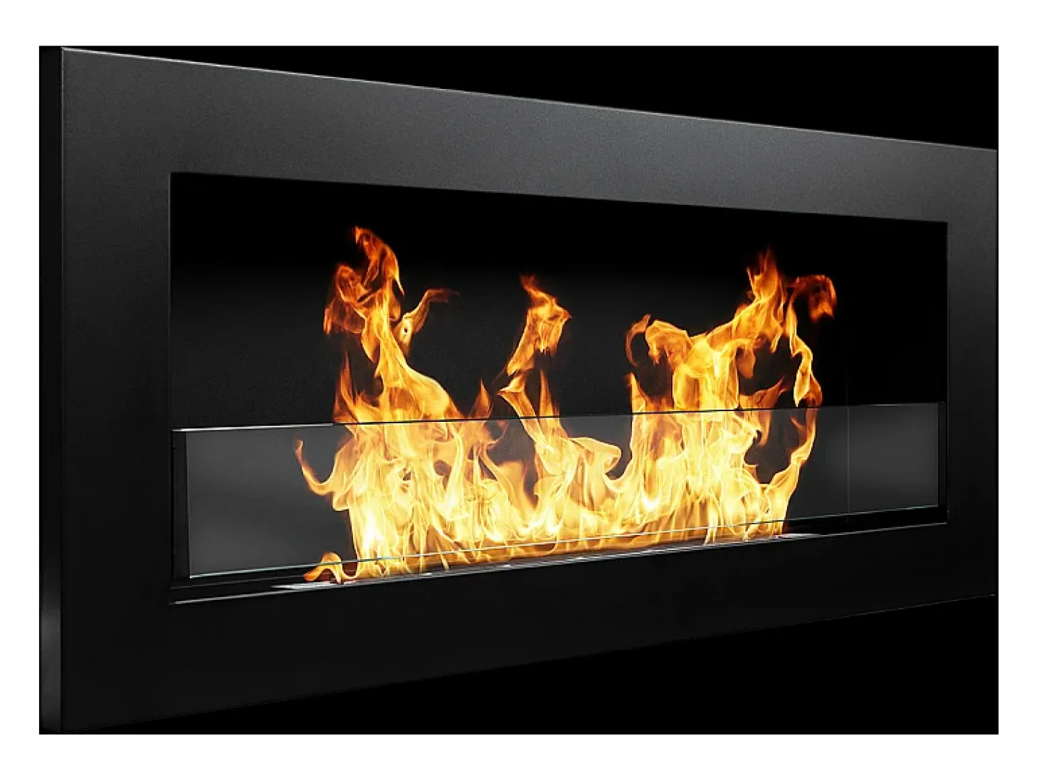 Lareira de parede ou embutida a bioetanol Livorno Nero L 90 x D 12 x H 40 com vidro