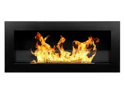 Lareira de parede ou embutida a bioetanol Livorno Nero L 90 x D 12 x H 40 com vidro