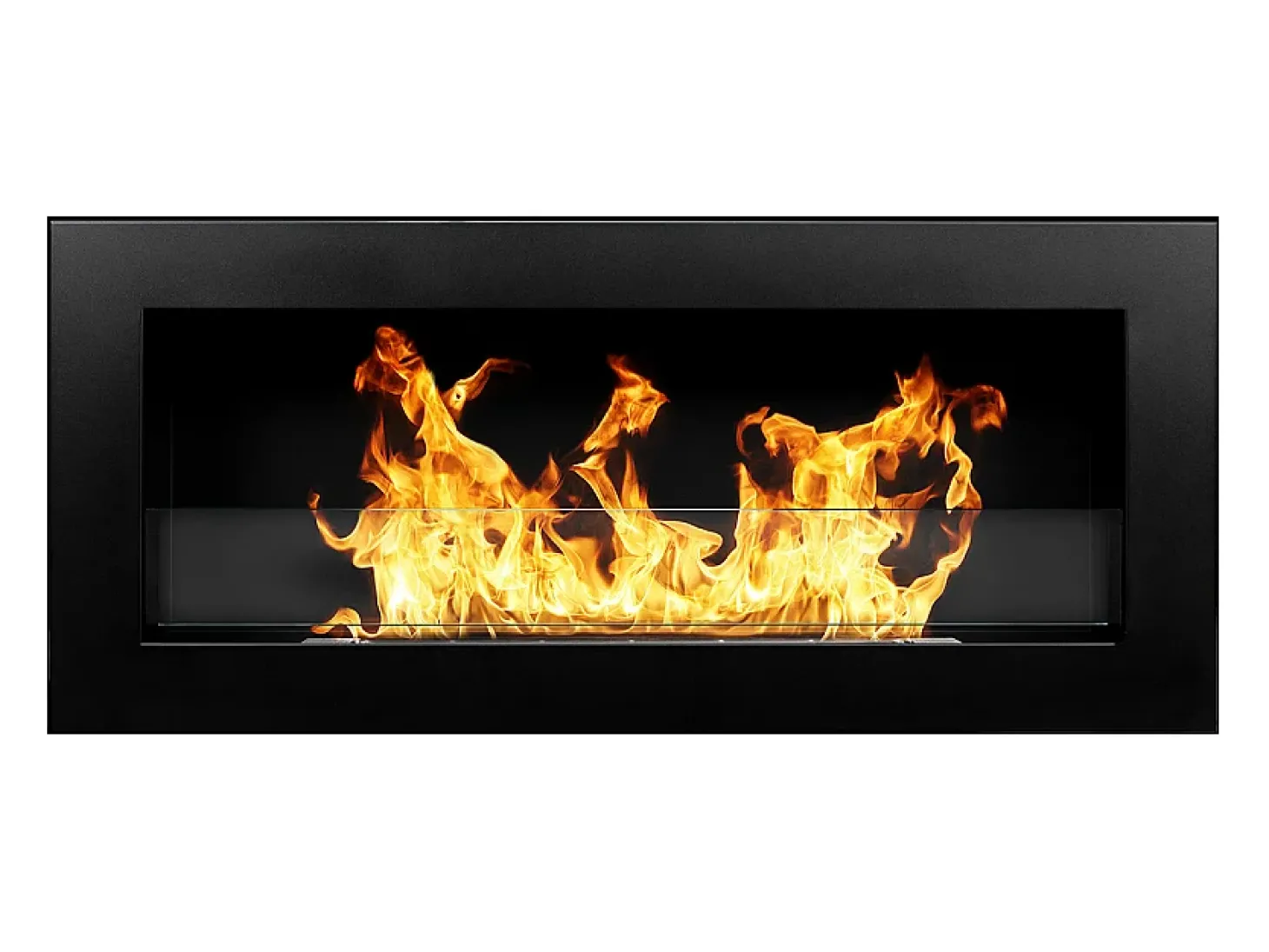 Lareira de parede ou embutida a bioetanol Livorno Nero L 90 x D 12 x H 40 com vidro
