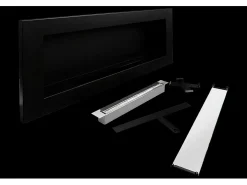 Lareira de parede ou embutida a bioetanol Livorno Nero L 90 x D 12 x H 40 com vidro