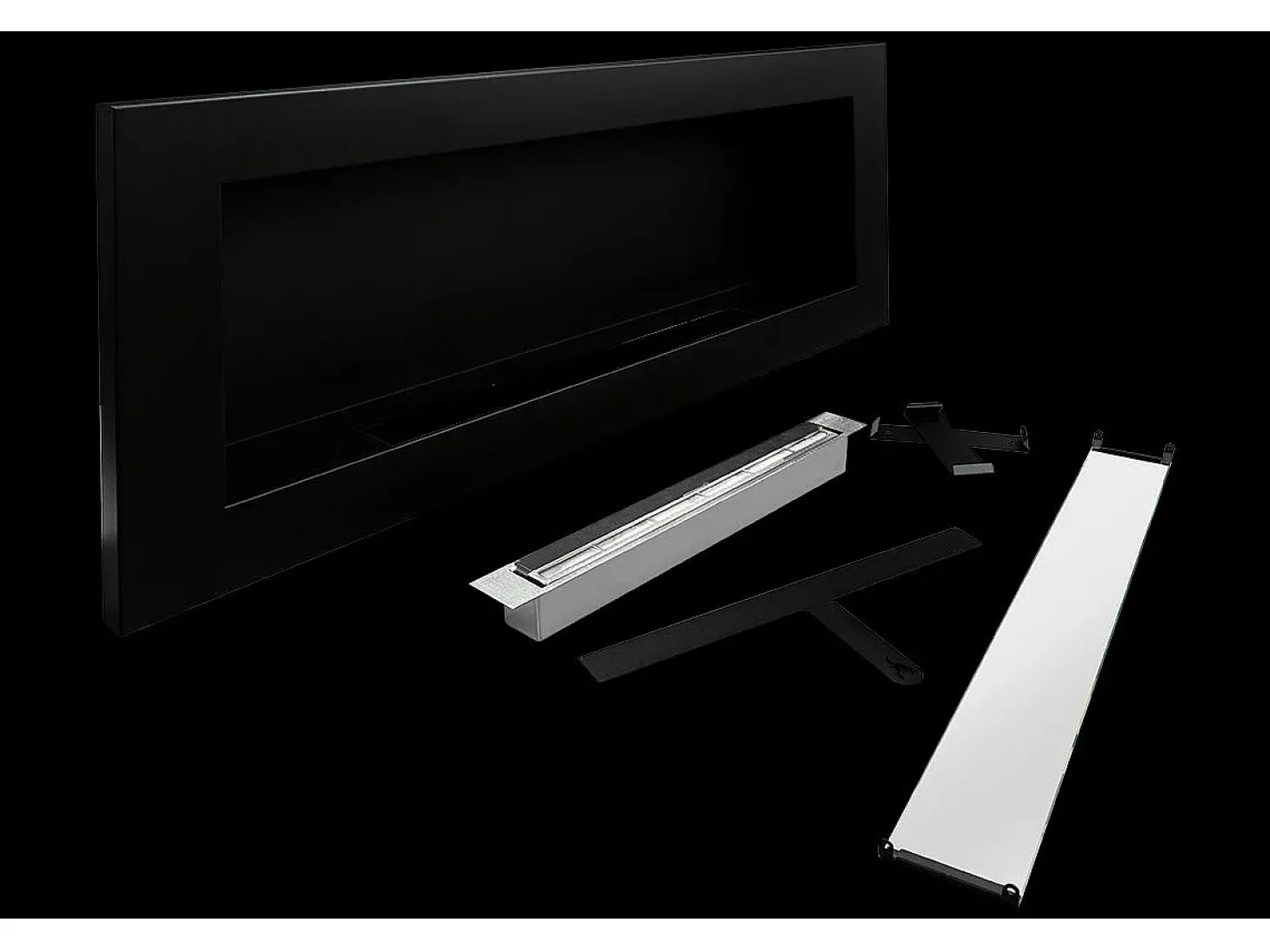 Lareira de parede ou embutida a bioetanol Livorno Nero L 90 x D 12 x H 40 com vidro