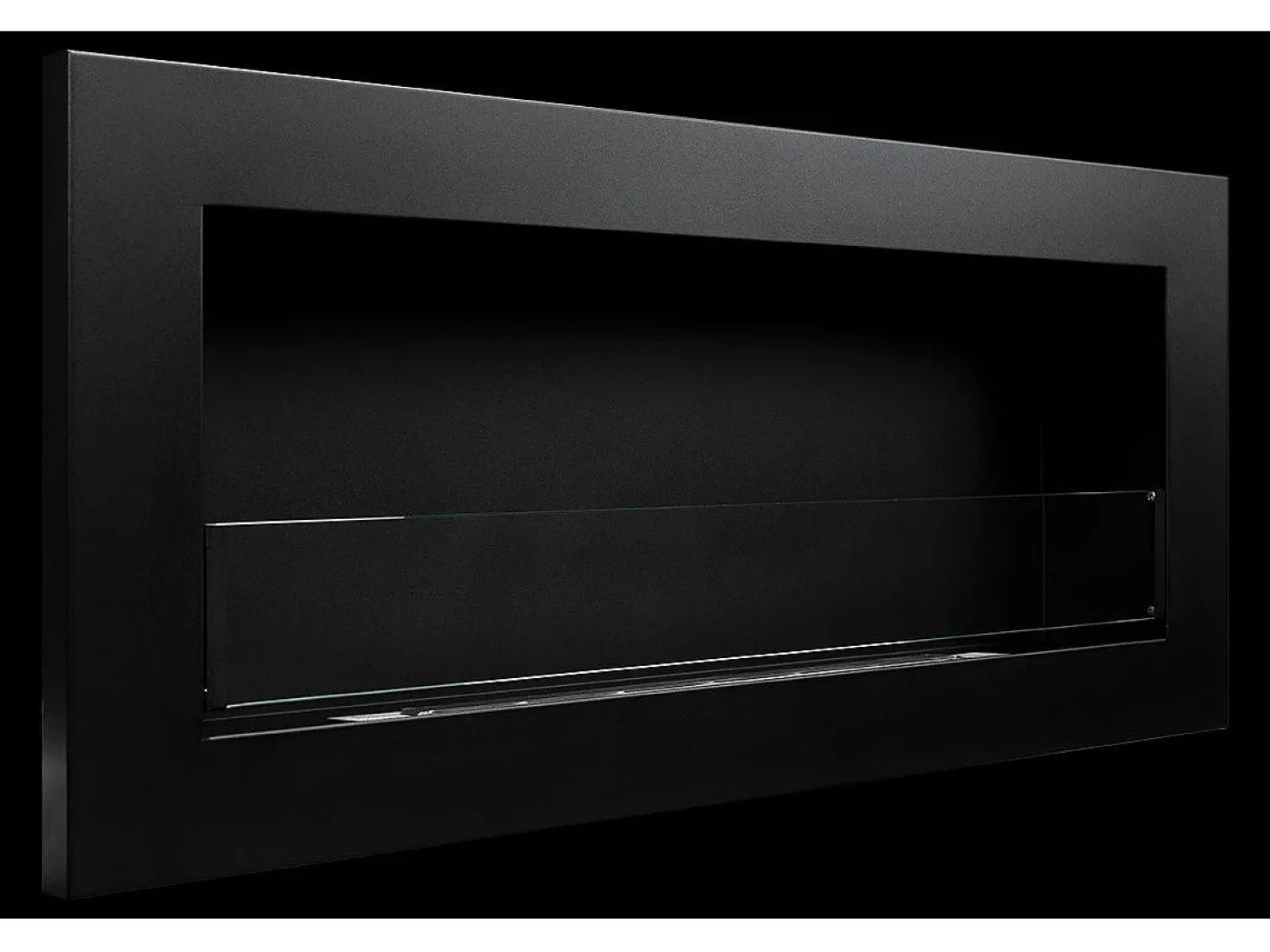 Lareira de parede ou embutida a bioetanol Livorno Nero L 90 x D 12 x H 40 com vidro