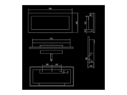 Lareira de parede ou embutida a bioetanol Lucca Nero L 90 x D 12 x H 40