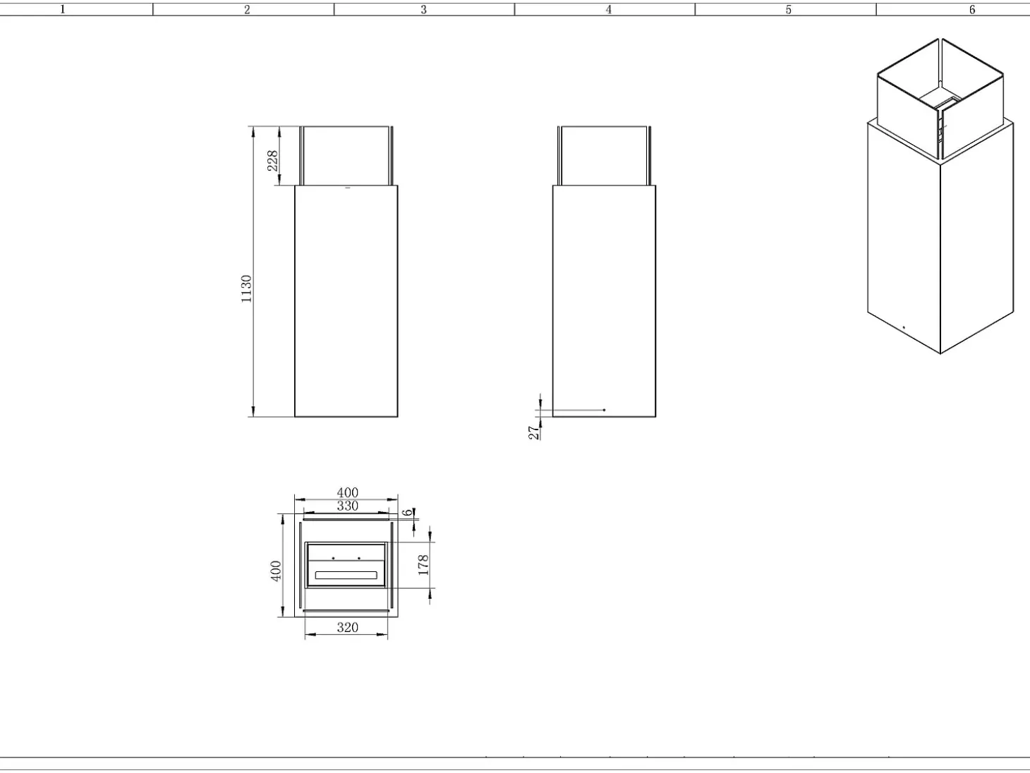 Lareira de piso a bioetanol para interior e exterior Ischia Branco 40x40x115